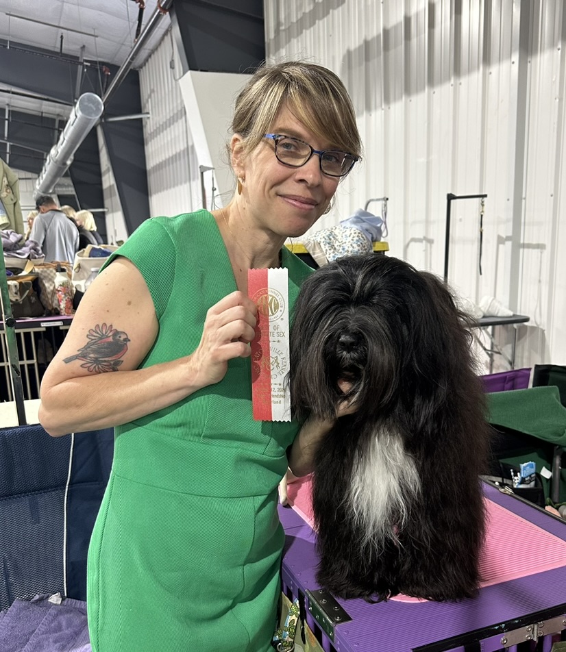 Deidre and Fable with a Best of Opposite Sex ribbon at the Celtic Cluster Dog Show